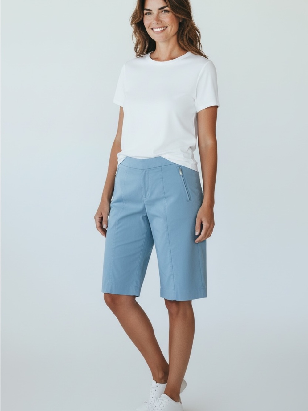 Izod Golf Light Blue Bermuda Shorts with Zip Pockets